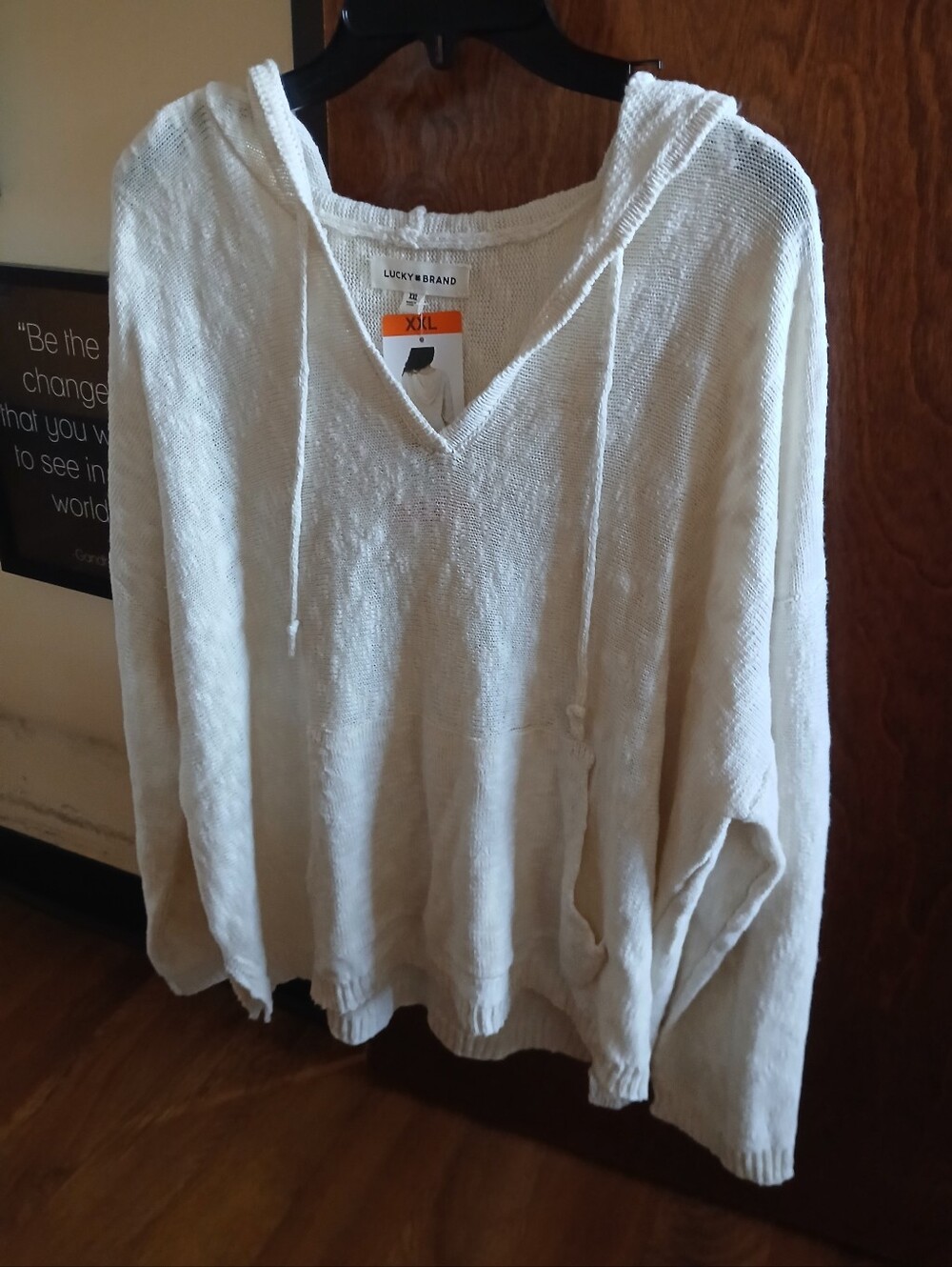 NWT/ LUCKY BRAND cream knit hoodie sweater